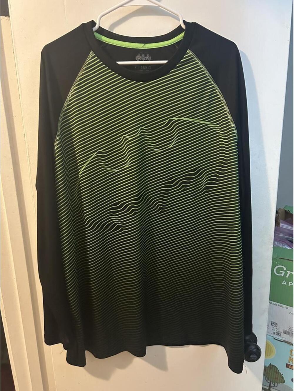 Batman Black and neon green wavy line pattern long sleeve shirt size 3XL